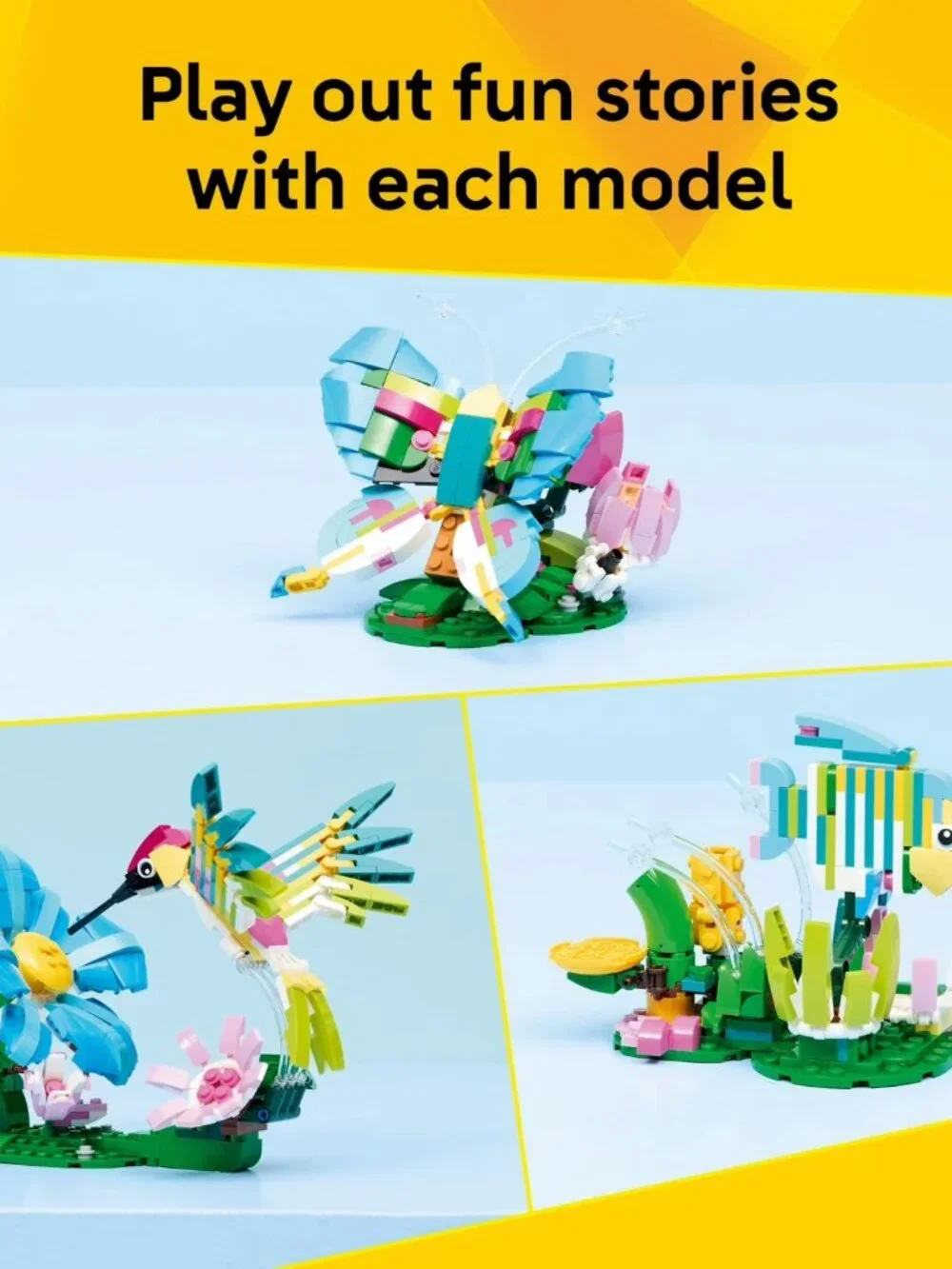 LEGO, Building Set, 31384, 3 in 1 Wild Animals Colorful Hummingbird 